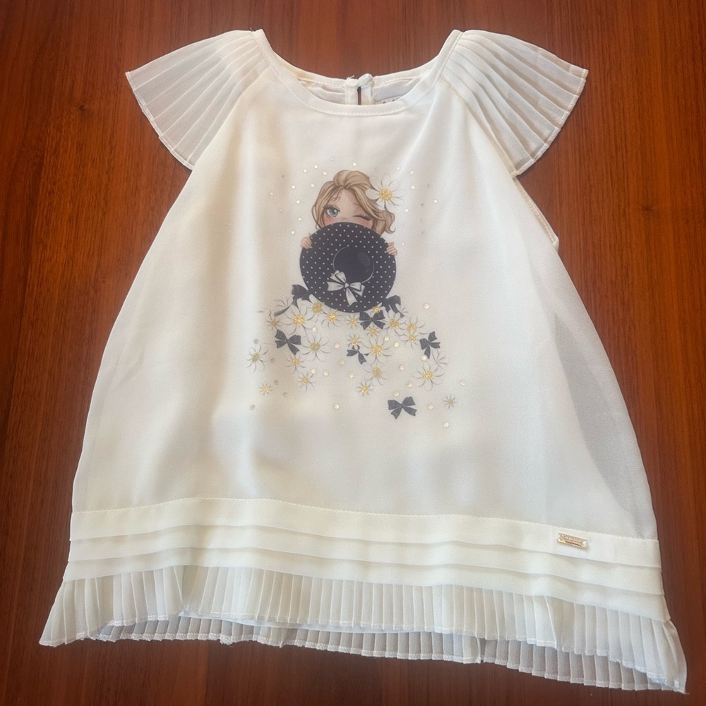 Mayoral White Pleated Kids Blouse